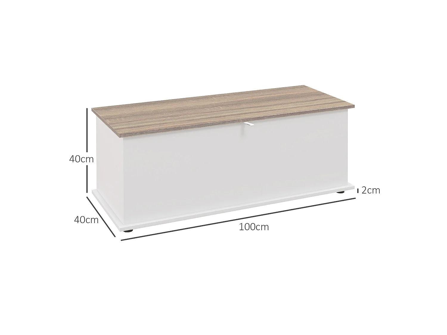 Cassapanca baule con coperchio ribaltabile 100x40x40 cm bianco