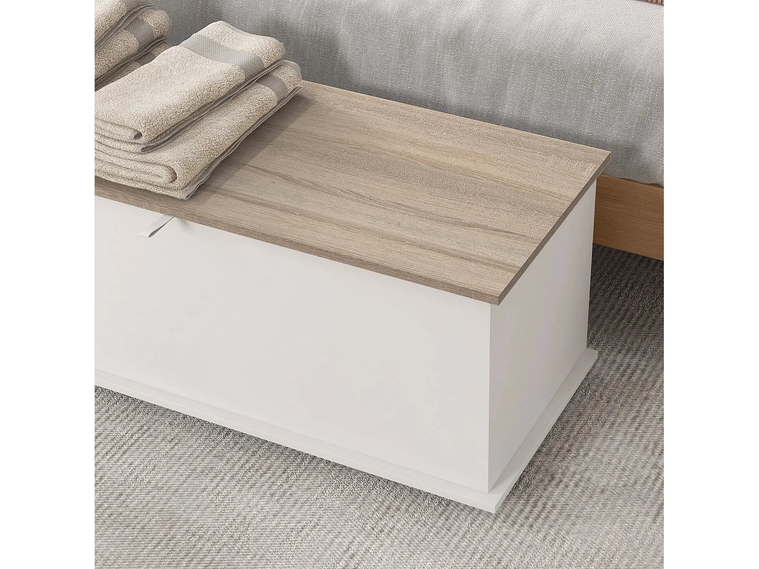 Cassapanca baule con coperchio ribaltabile 100x40x40 cm bianco
