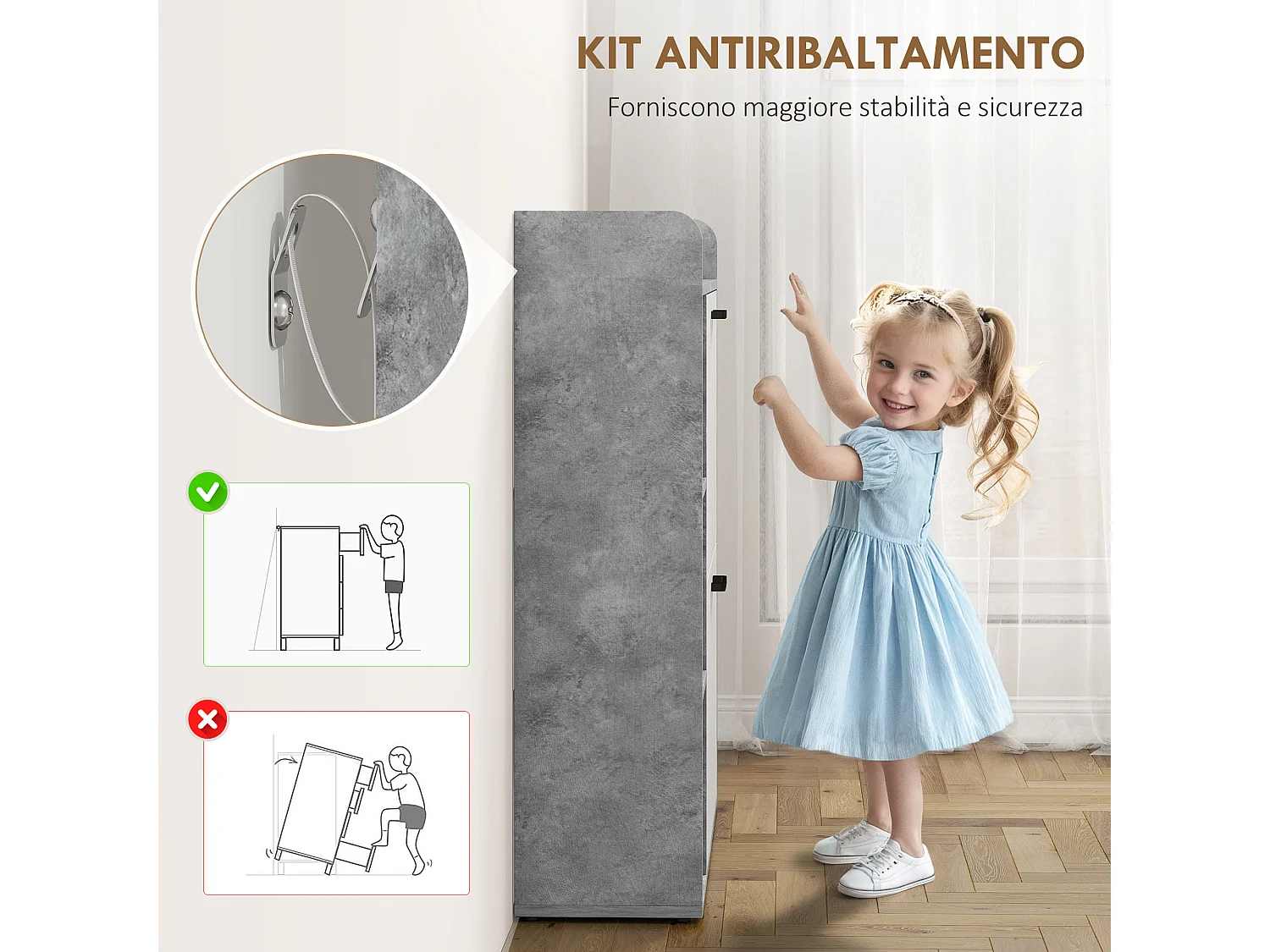 Scarpiera slim con 2 cassetti e 3 vani aperti per 15 scarpe grigio