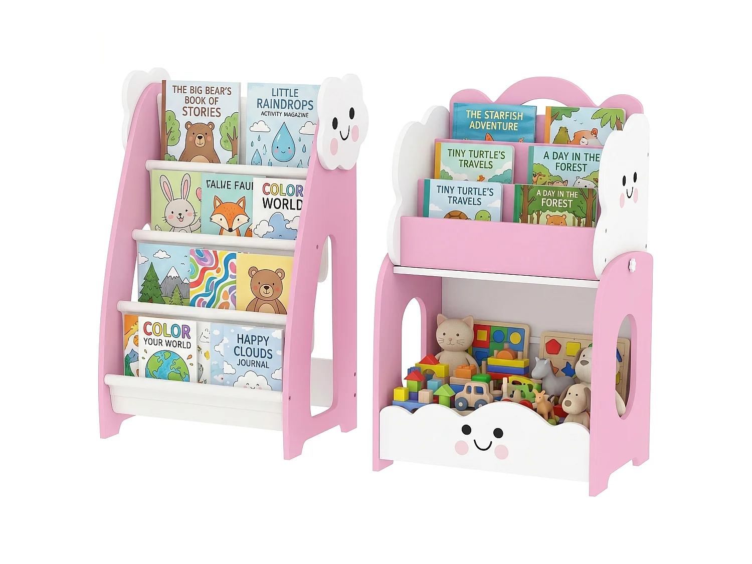 Mobile per bambini con spazi portaoggetti 85.5x32x72 cm rosa e bianco