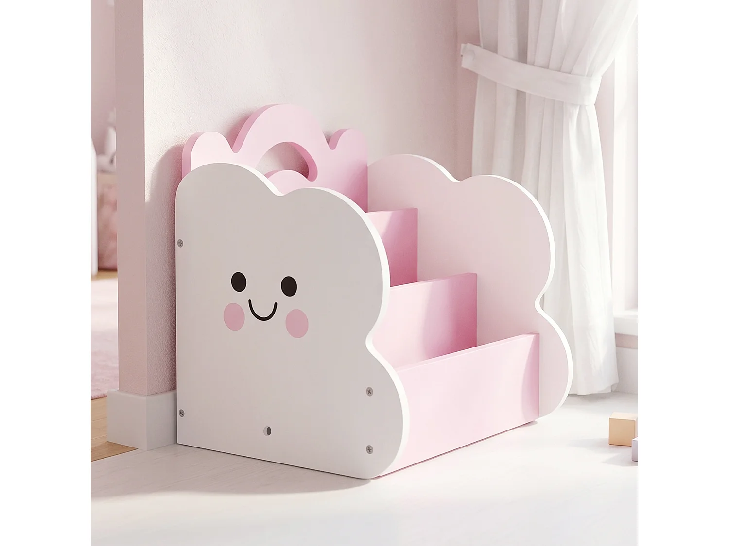 Mobile per bambini con spazi portaoggetti 85.5x32x72 cm rosa e bianco