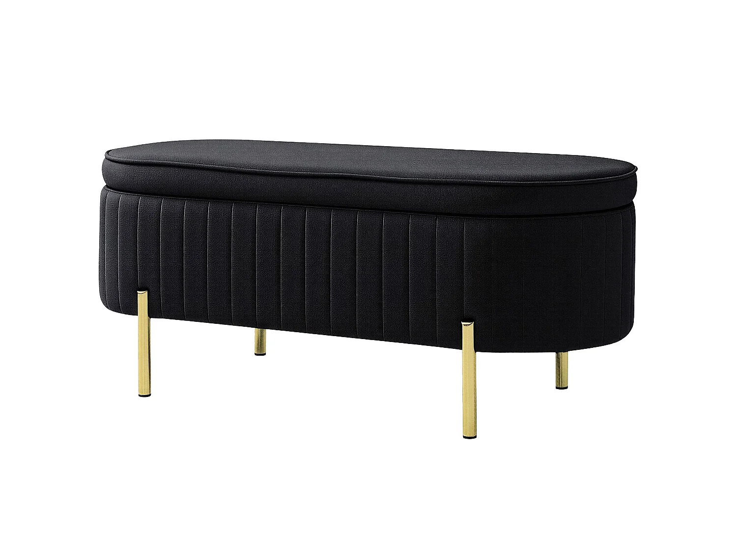 Panca contenitore ovale 72l con coperchio in velluto nero