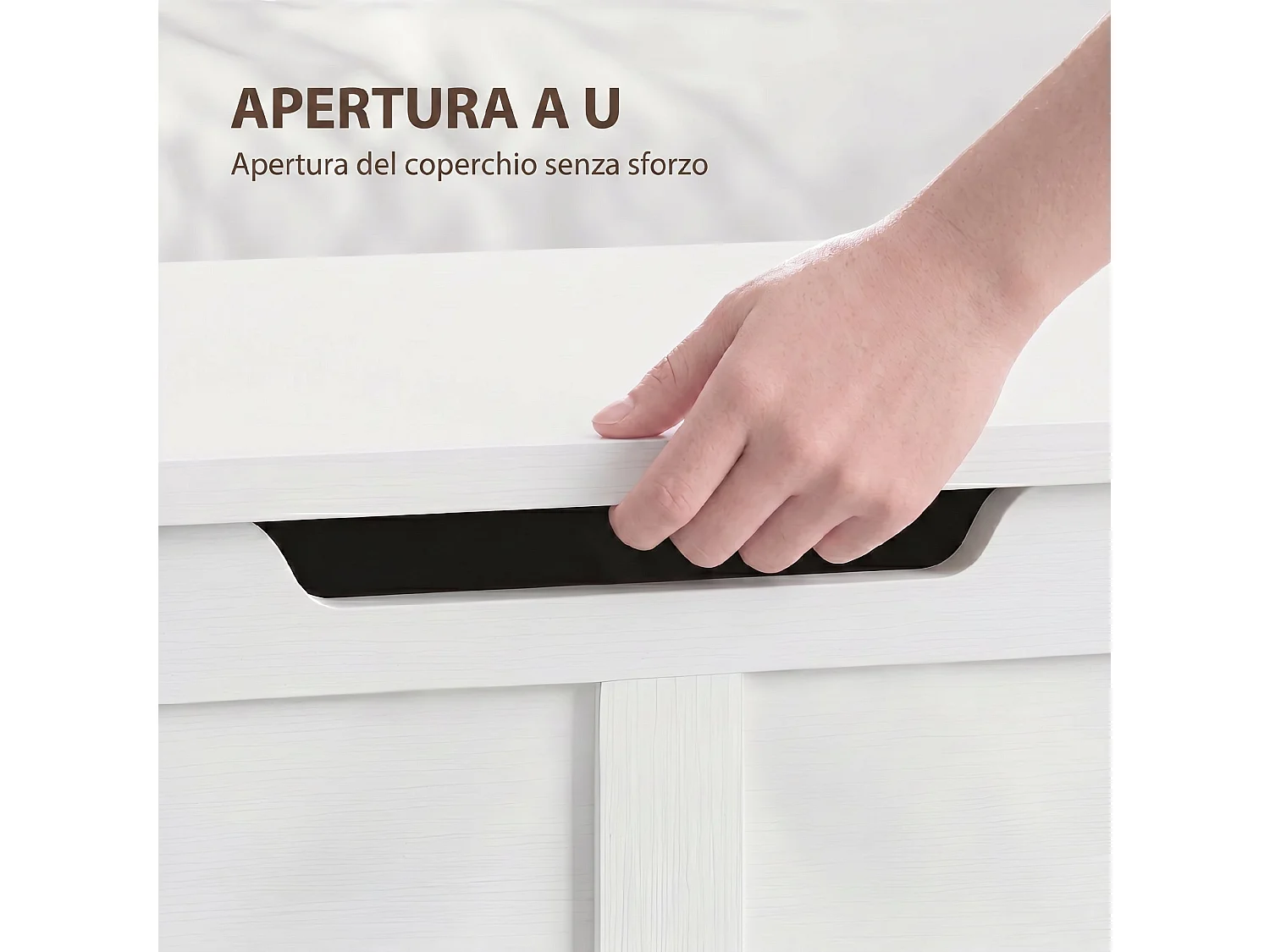 Cassapanca contenitore per soggiorno in legno bianco