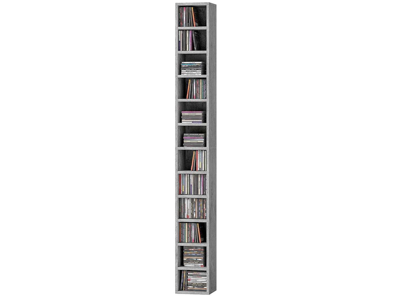 Mobile libreria porta cd a 12 ripiani in mdf e truciolato grigio