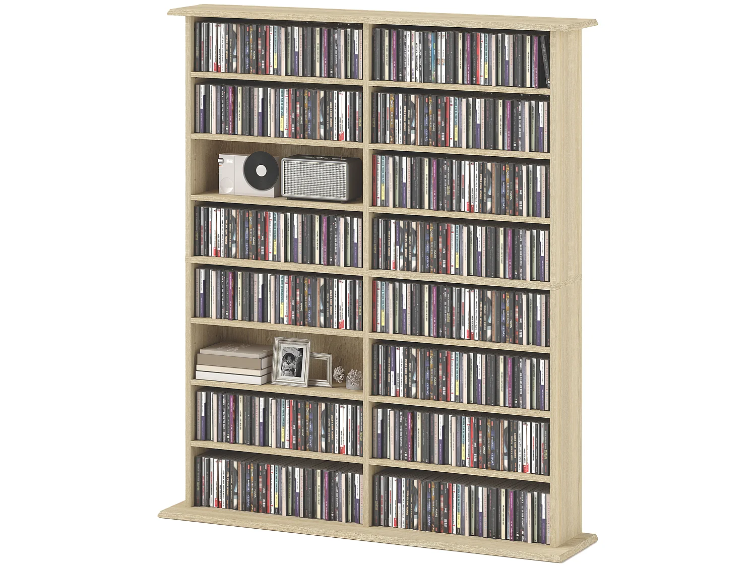 Mobile libreria a 16 ripiani 720 cd in legno 106.5x24x126.3 cm