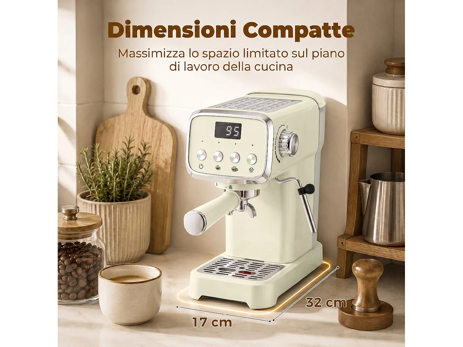Macchina caffè per espresso 20 bar con lancia montalatte crema
