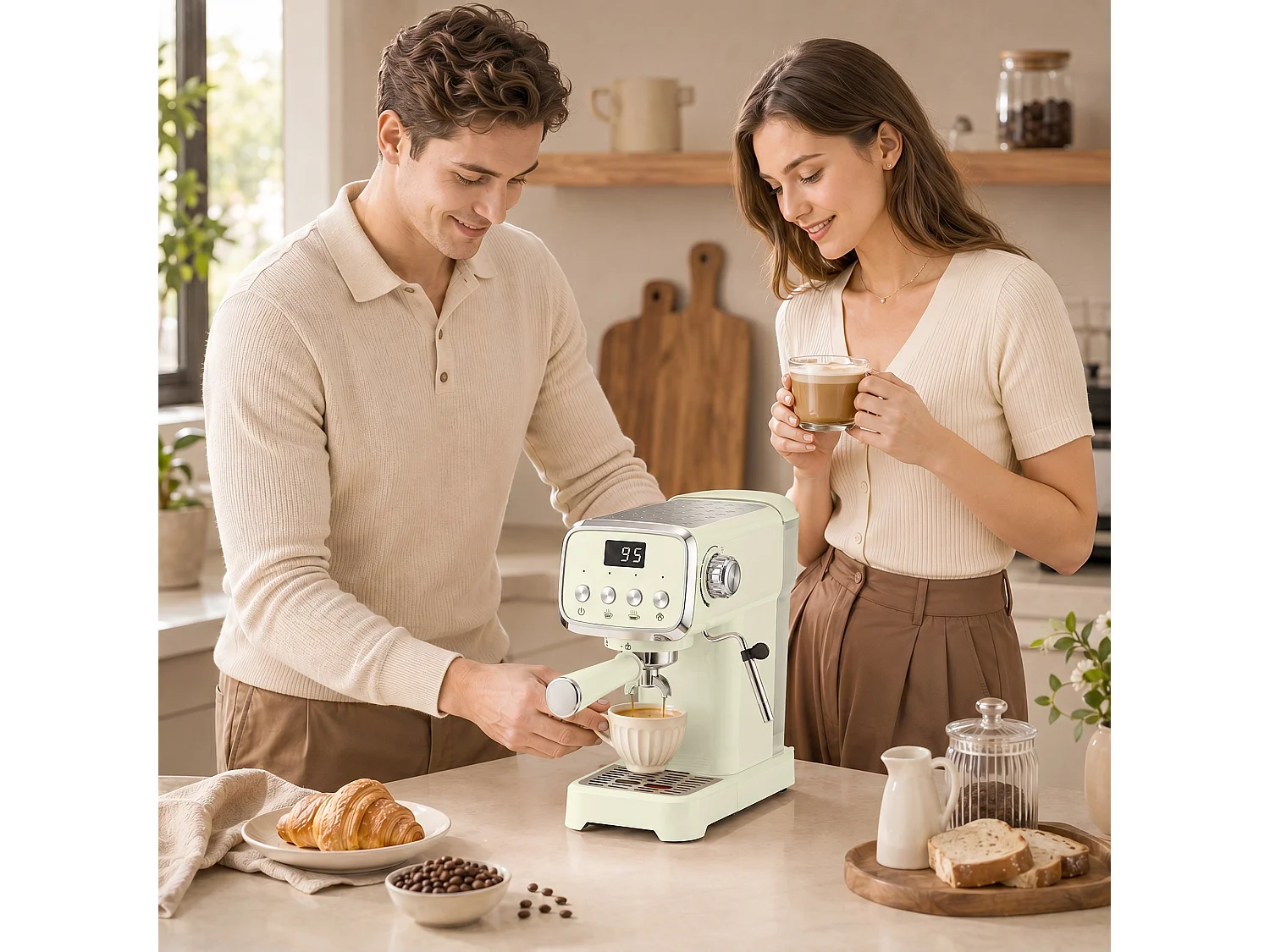 Macchina caffè per espresso 20 bar con lancia montalatte crema