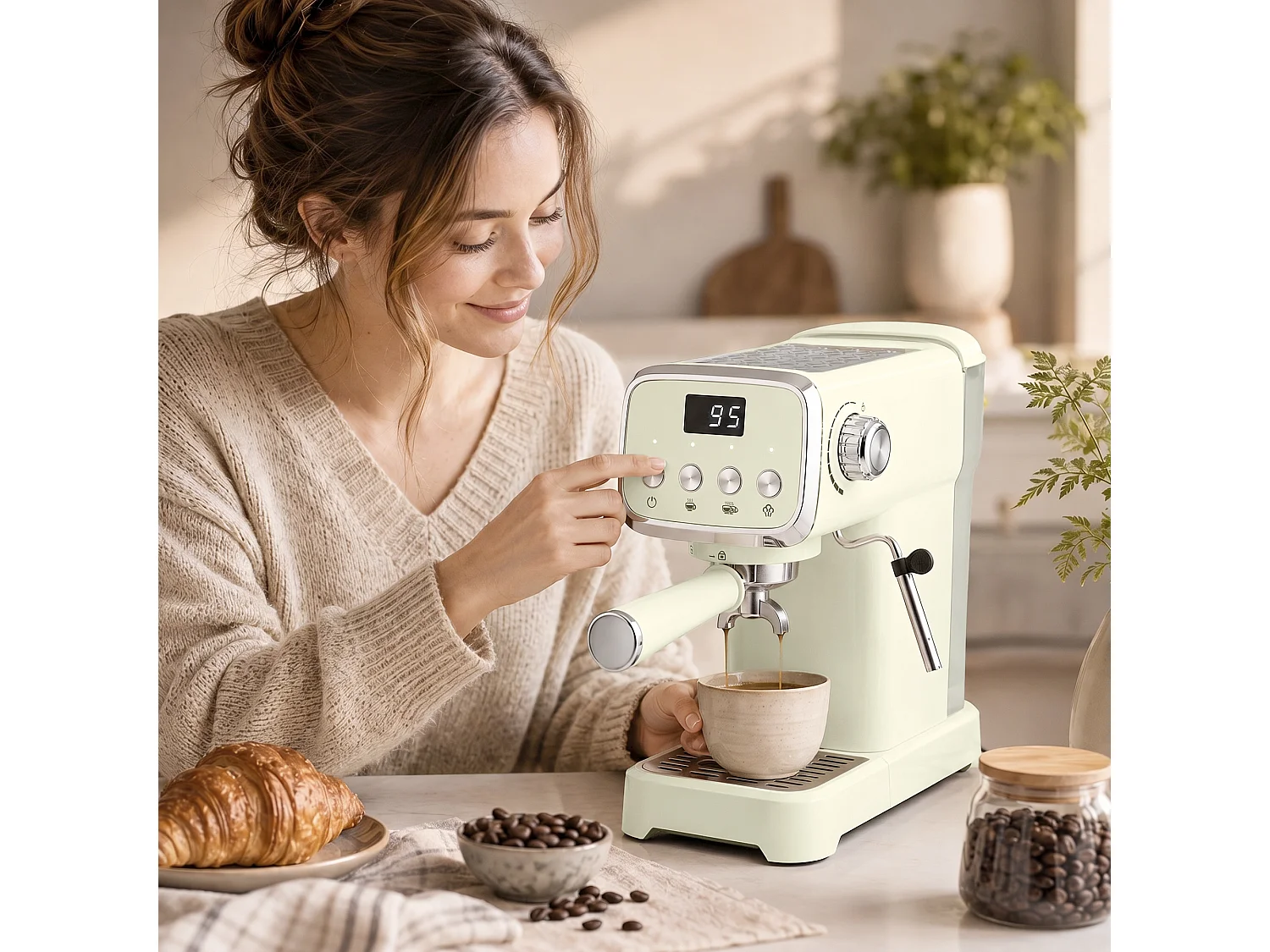 Macchina caffè per espresso 20 bar con lancia montalatte crema