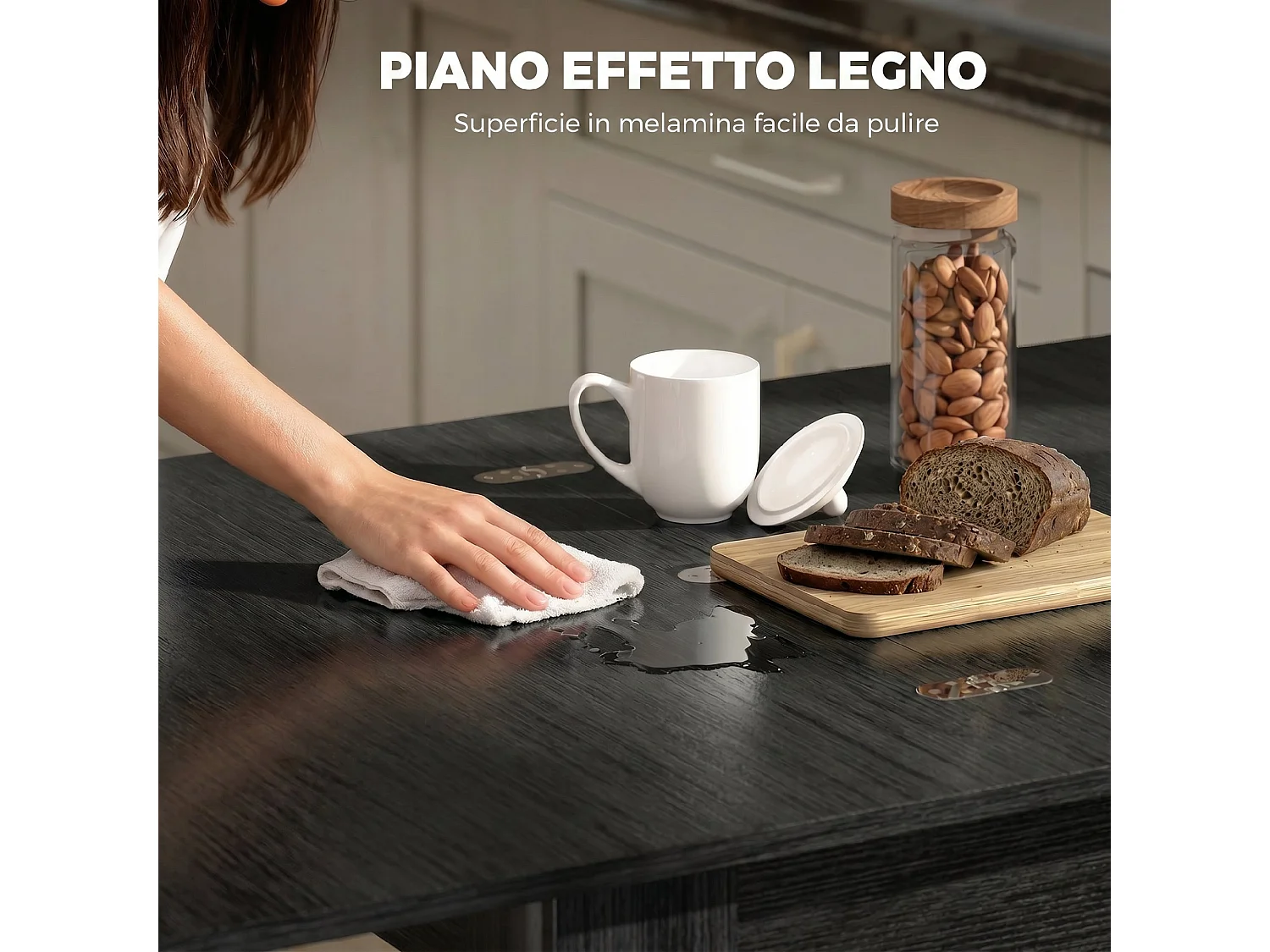 Tavolo da pranzo allungabile per 4-6 persone in truciolato nero