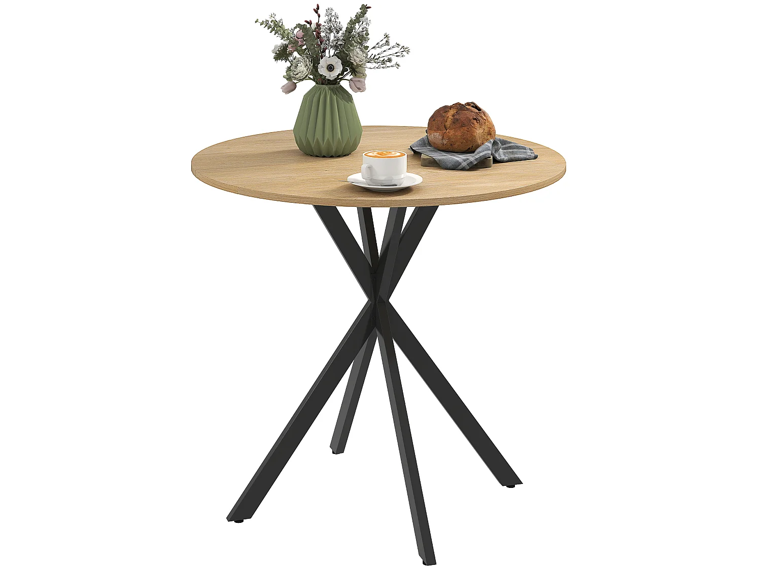 Tavolo da pranzo rotondo stile industriale Ø80x75 cm quercia