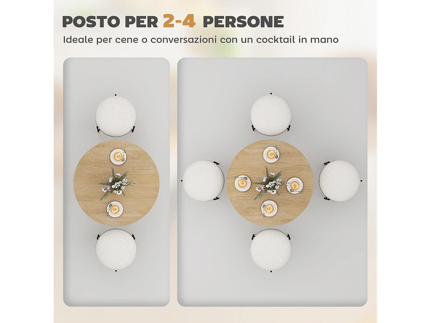 Tavolo da pranzo rotondo stile industriale Ø80x75 cm quercia