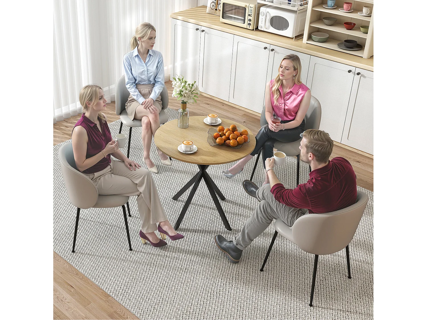 Tavolo da pranzo rotondo stile industriale Ø80x75 cm quercia