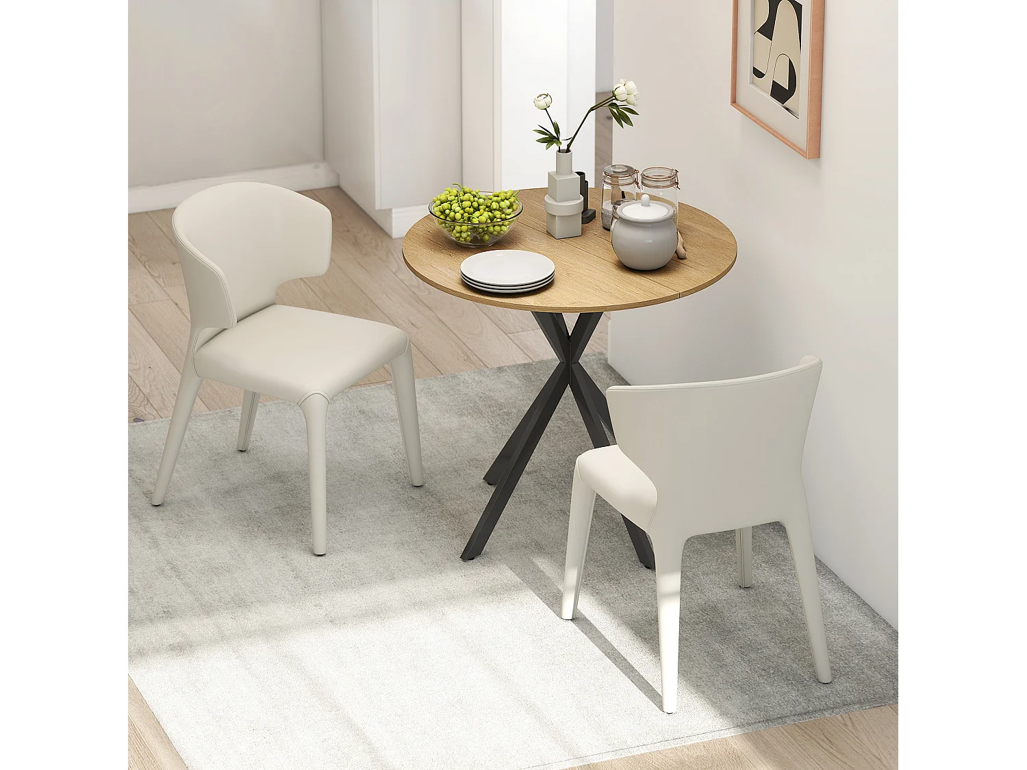 Tavolo da pranzo rotondo stile industriale Ø80x75 cm quercia