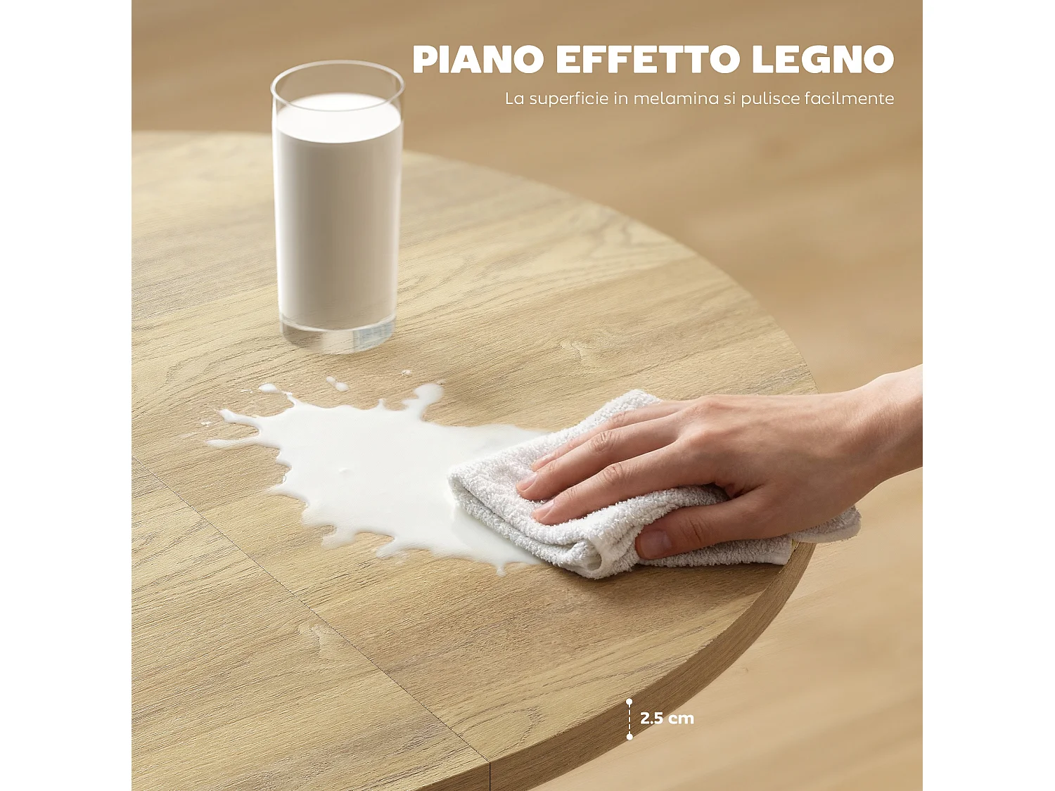 Tavolo da pranzo industriale rotondo per 4-6 persone nero e legno
