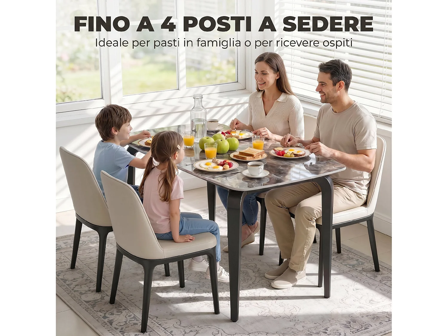 Tavolo da pranzo moderno in pietra sinterizzata marrone