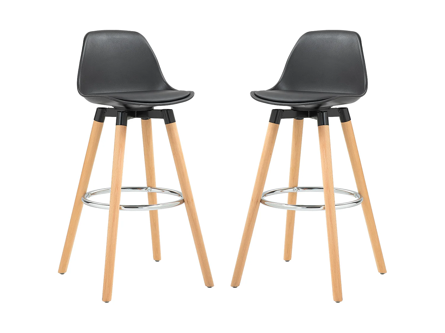 Set 2 sgabelli da bar stile nordico con schienale e poggiapiedi