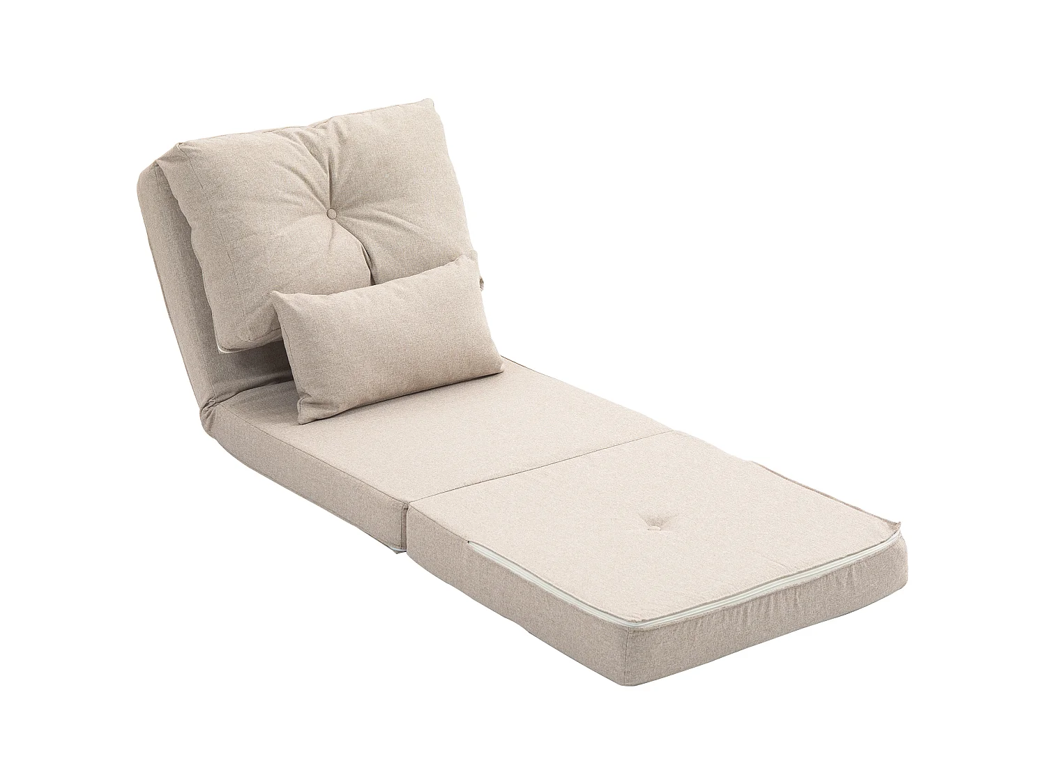 Poltrona letto 3 in 1 chaise longue e divano da terra in lino beige