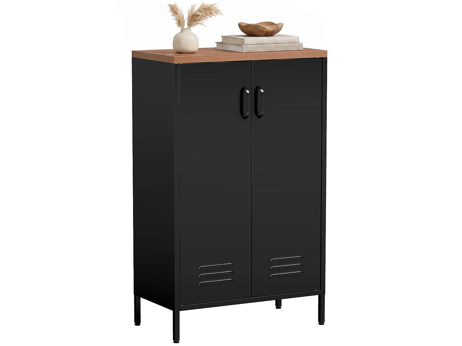 Credenza in metallo con ripiano regolabile, stile industriale