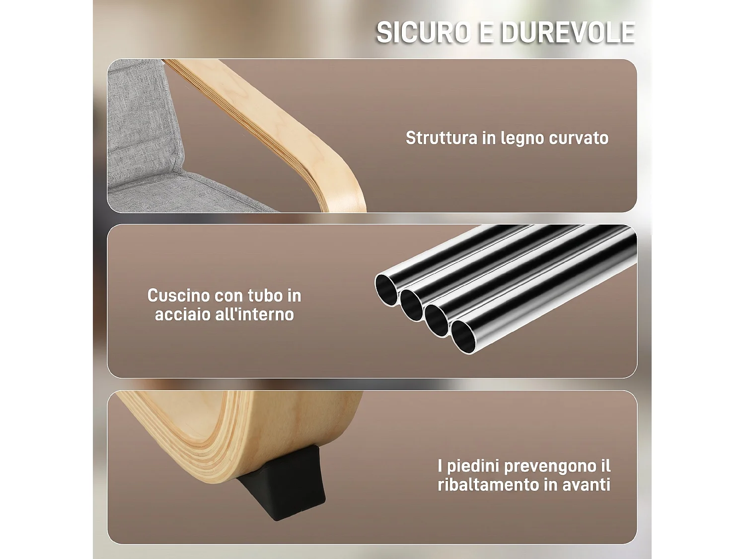 Poltrona moderna con poggiapiedi in tessuto effetto lino grigio chiaro