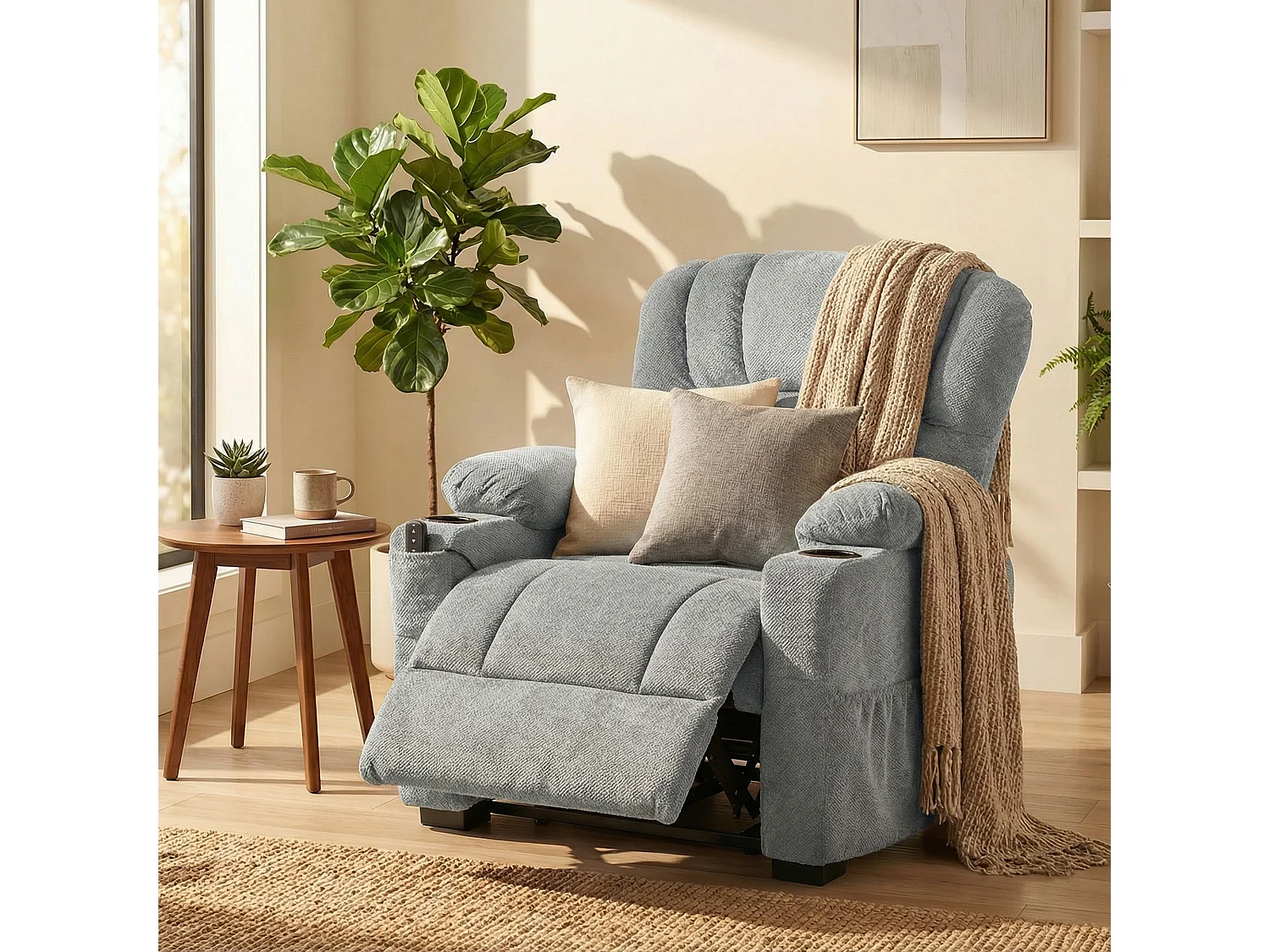 Poltrona relax elettrica reclinabile 150° in velluto grigio