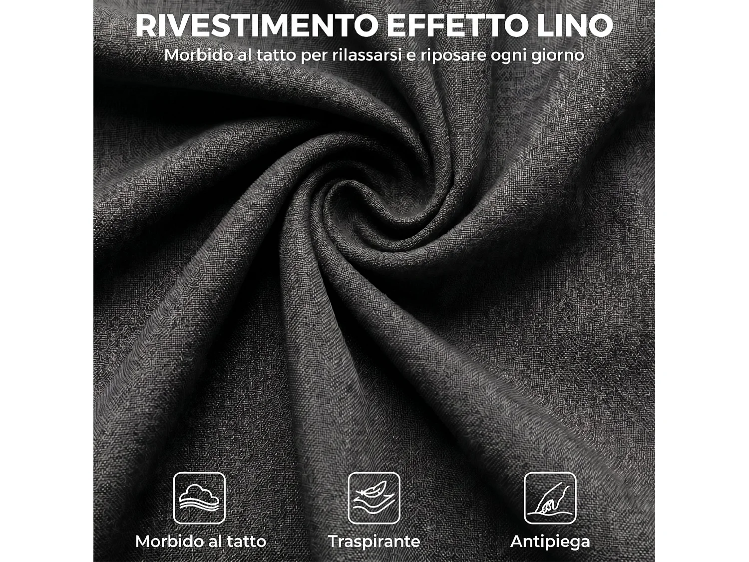 Poltrona relax reclinabile in tessuto effetto lino grigio scuro