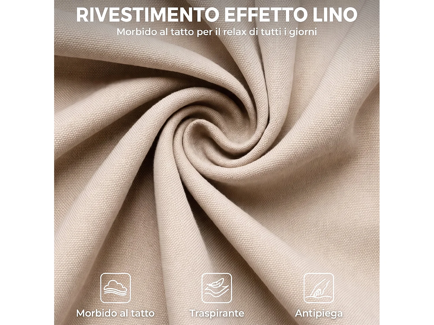 Poltrona relax reclinabile in tessuto effetto lino beige