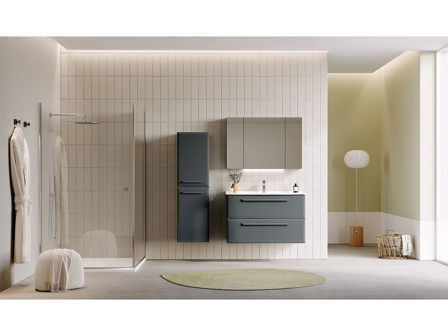 Armoire de Salle de Bain "Nuvola 40 v3" - 40 x 32 x 138 cm - Anthracite