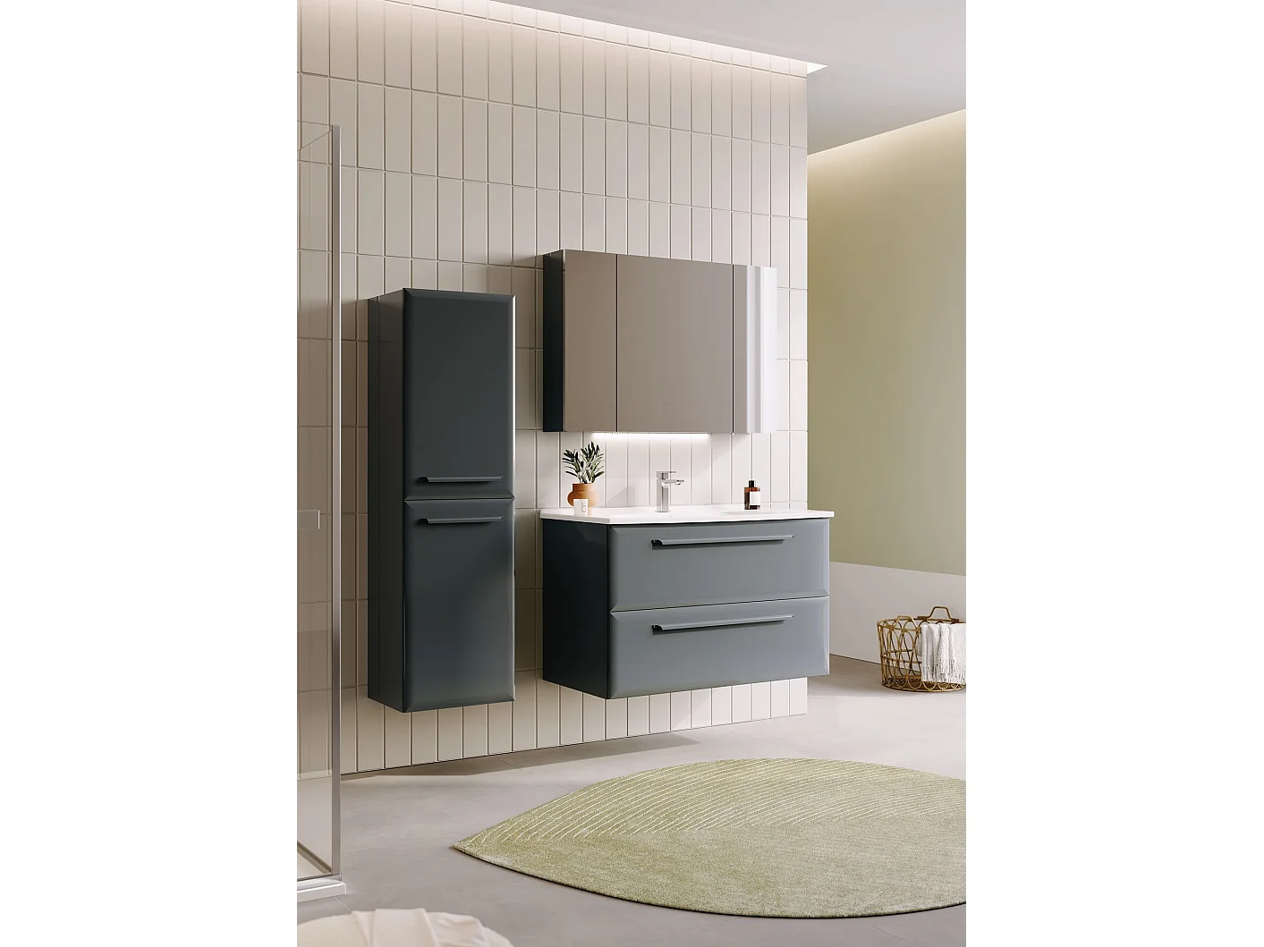 Armoire de Salle de Bain "Nuvola 40 v3" - 40 x 32 x 138 cm - Anthracite