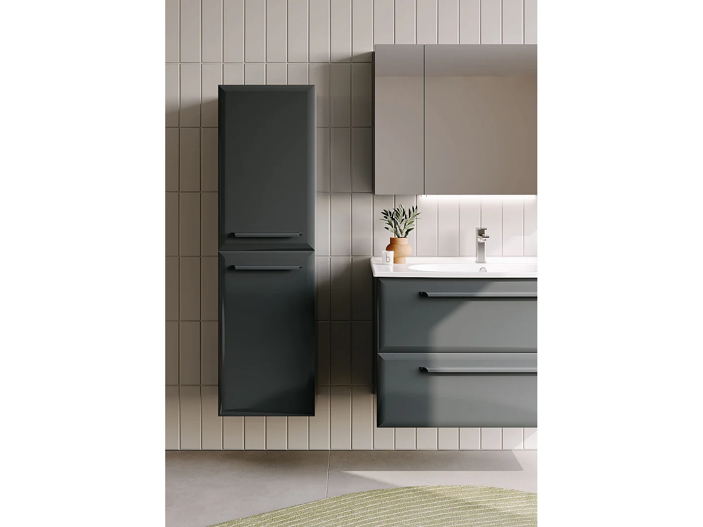 Armoire de Salle de Bain "Nuvola 40 v3" - 40 x 32 x 138 cm - Anthracite