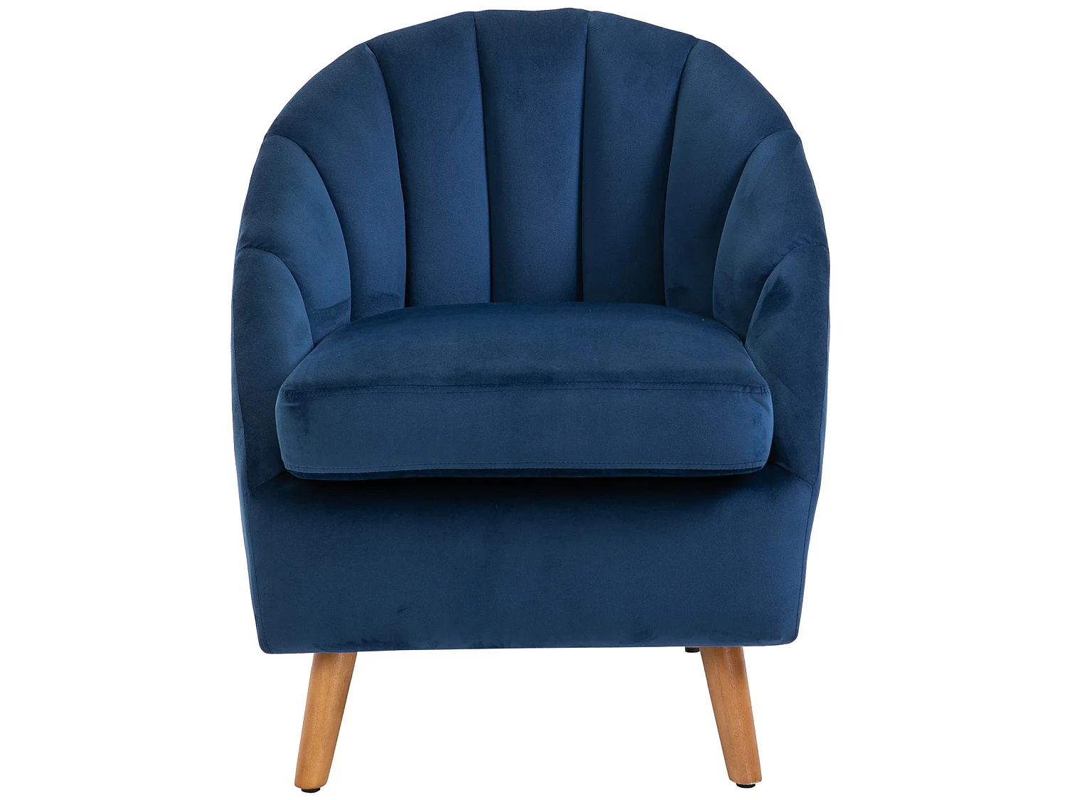 Poltrona salotto imbottito con gambe in legno di caucciù blu