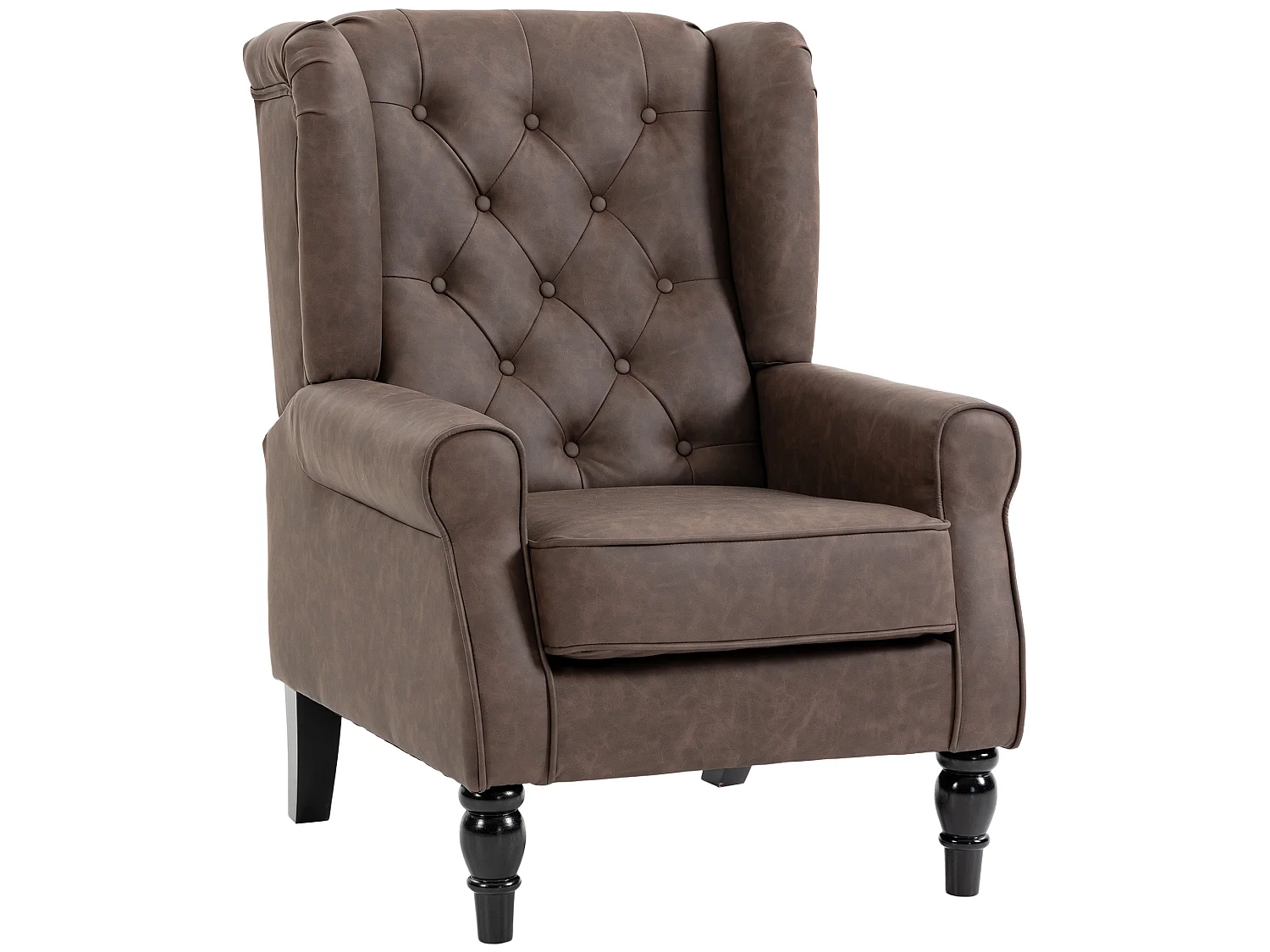 Poltroncina camera da letto in pelle pu con schienale alto marrone