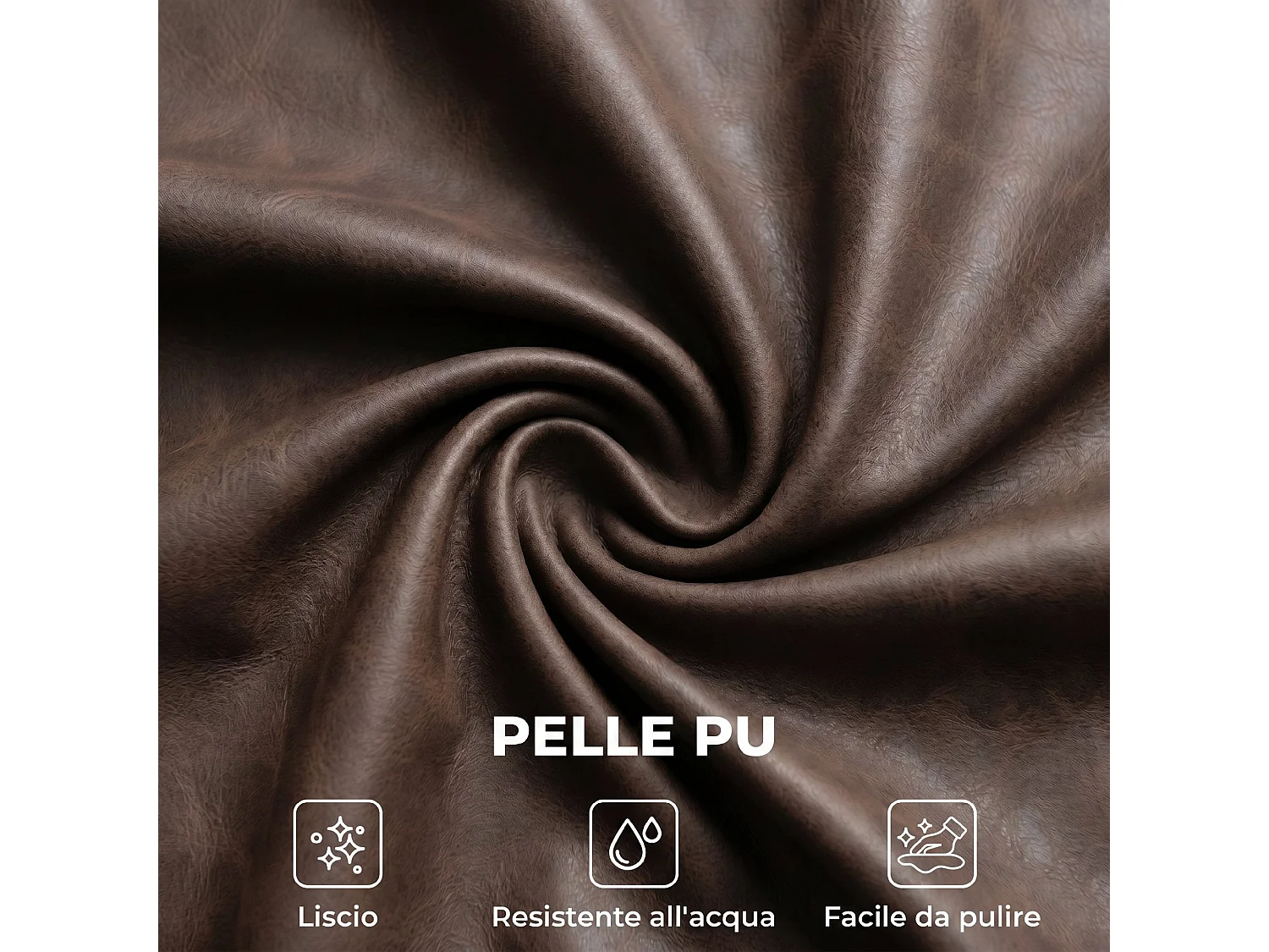 Poltroncina camera da letto in pelle pu con schienale alto marrone
