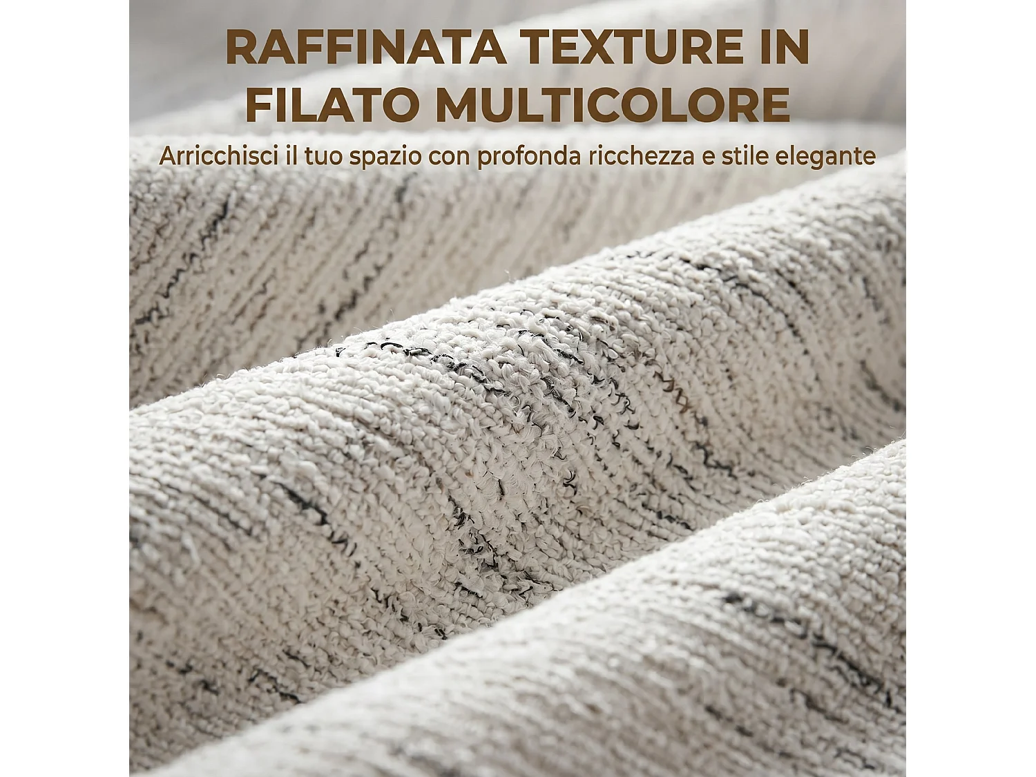 Poltrona salotto imbottita con cuscino in tessuto effetto lino bianco