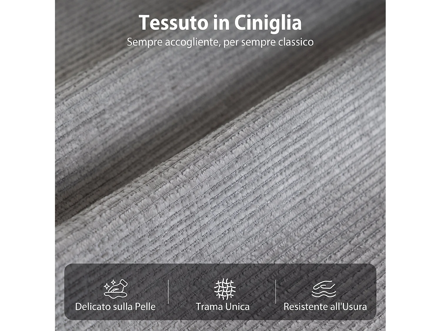 Poltrona reclinabile massaggiante riscaldante ciniglia grigio chiaro