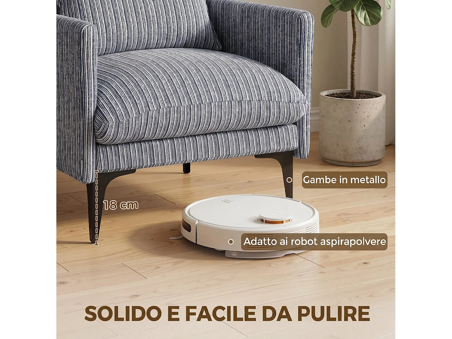 Poltrona salotto imbottita con cuscino in tessuto effetto lino bianco