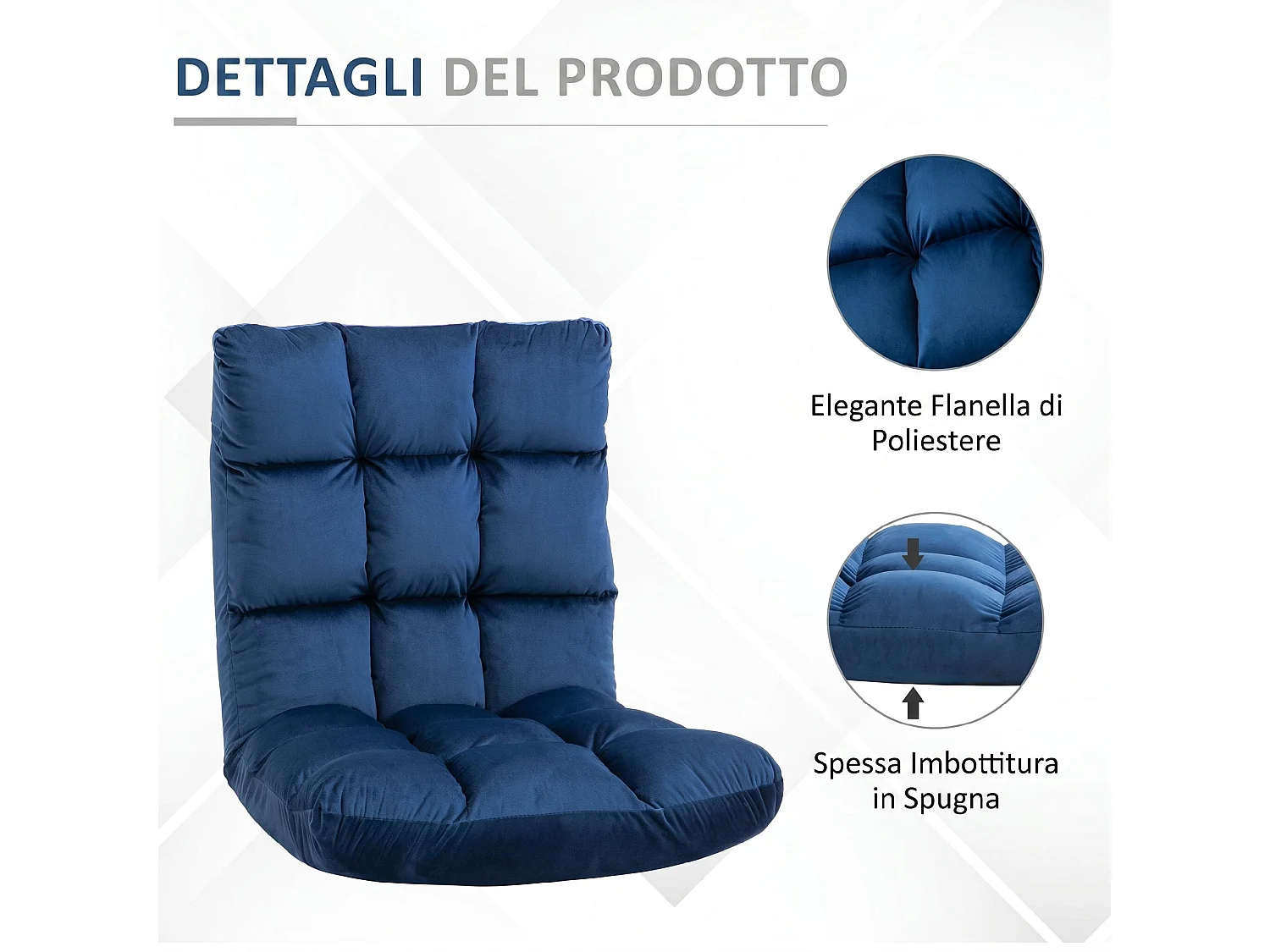 Poltrona relax da terra con schienale reclinabile fino 180° blu