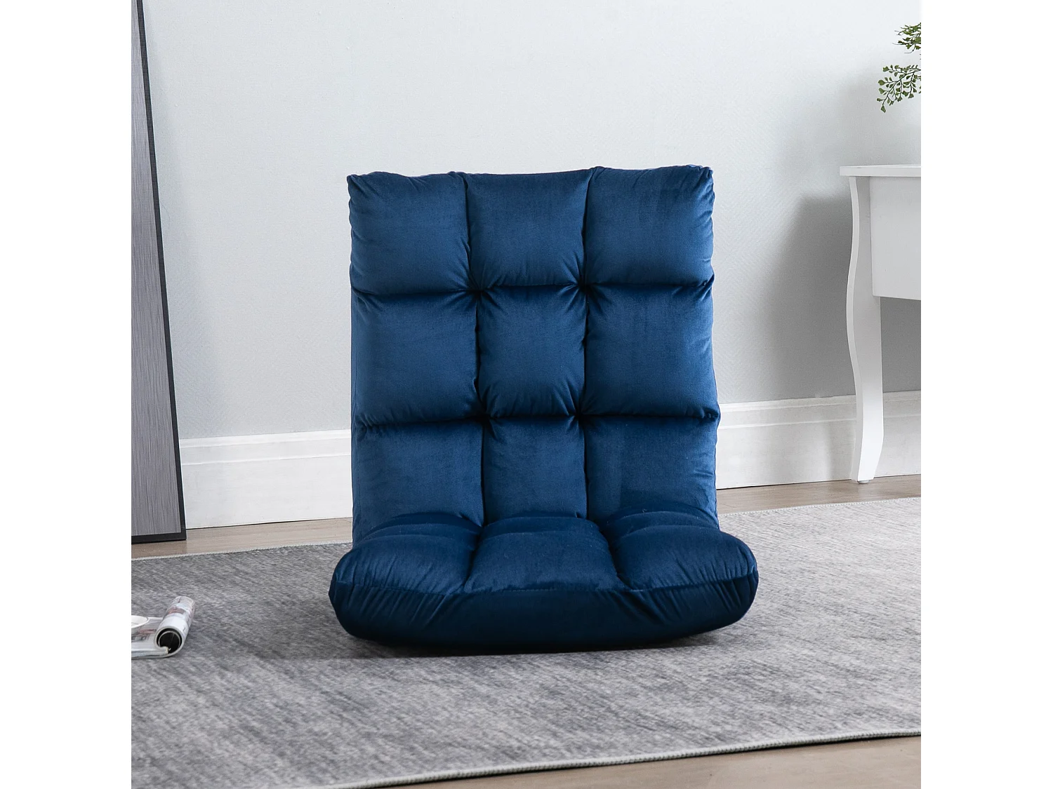 Poltrona relax da terra con schienale reclinabile fino 180° blu