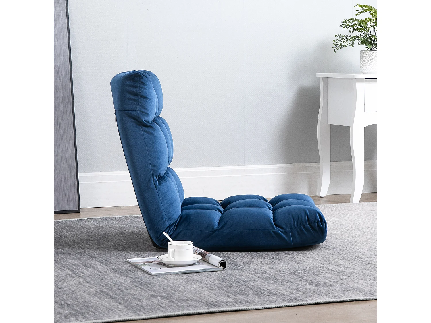 Poltrona relax da terra con schienale reclinabile fino 180° blu
