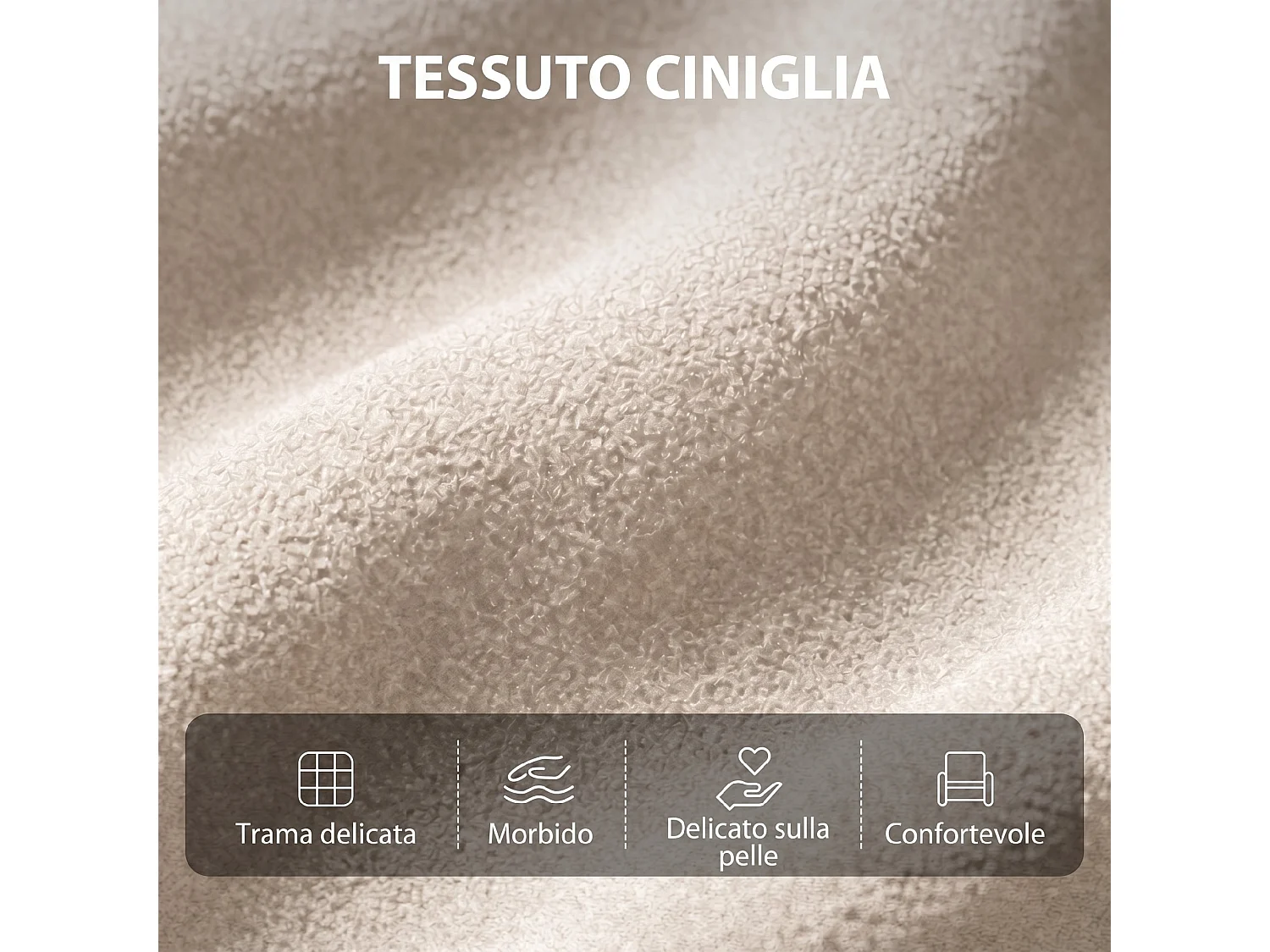 Poltrona massaggiante reclinabile a 160° in ciniglia bianco crema