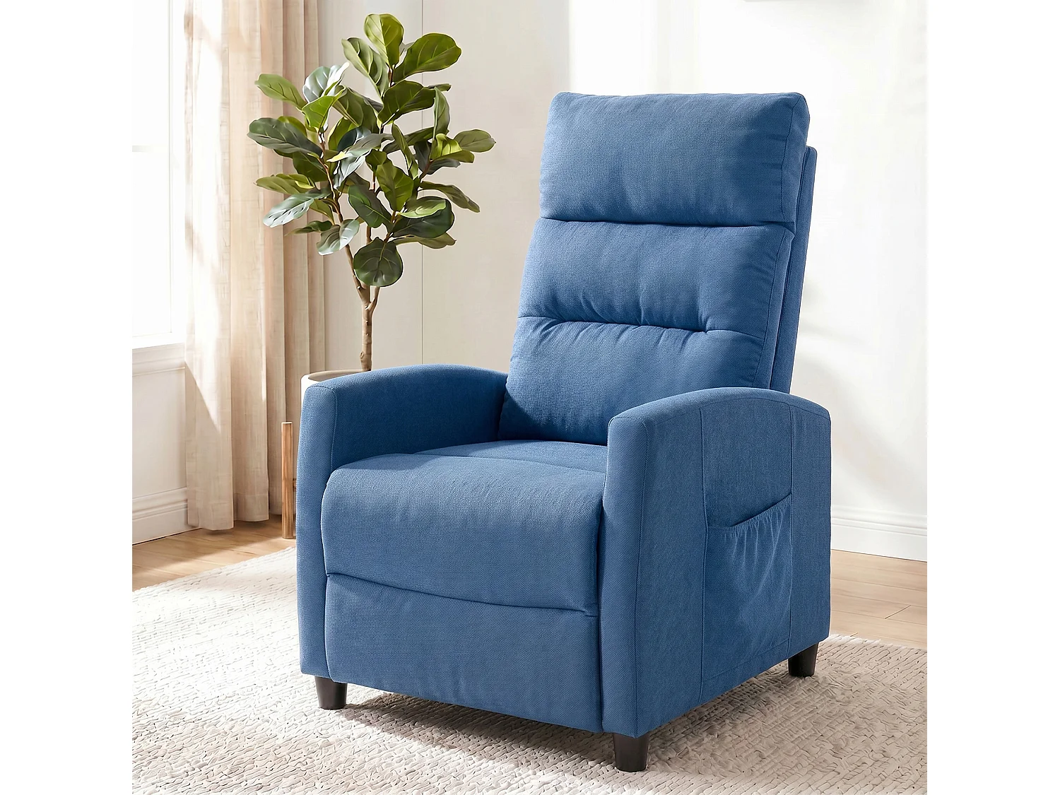 Poltrona massaggiante reclinabile a 160° in ciniglia blu scuro