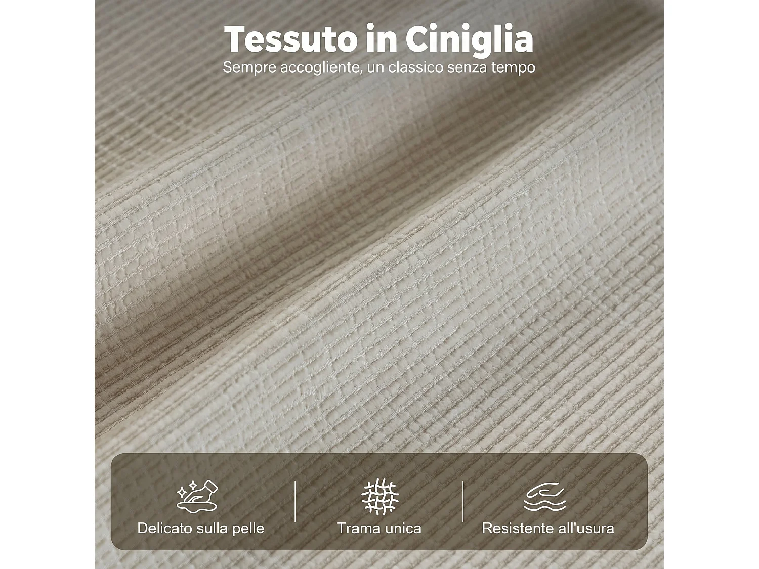 Poltrona reclinabile massaggiante riscaldante in ciniglia bianco crema