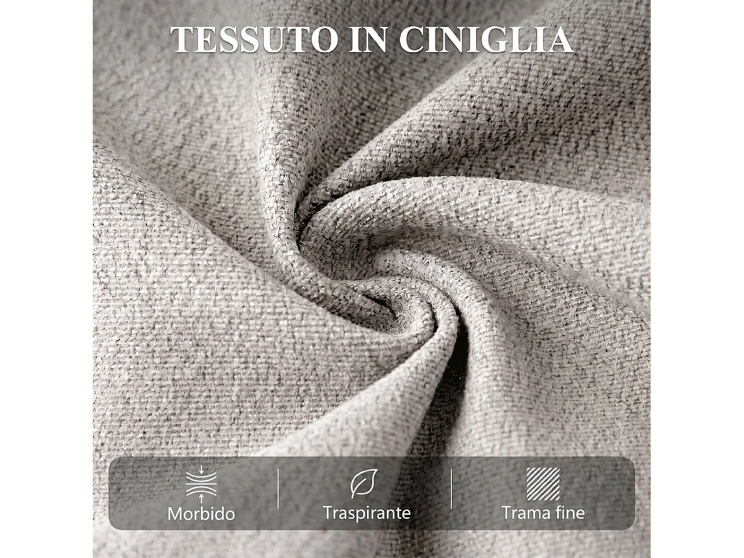 Poltrona elettrica alzapersona reclinabile in ciniglia grigio chiaro