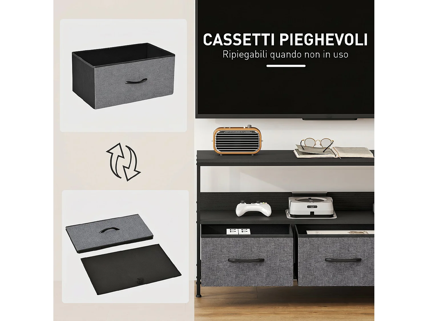 Tavolo da cucito pieghevole con ruote in legno quercia