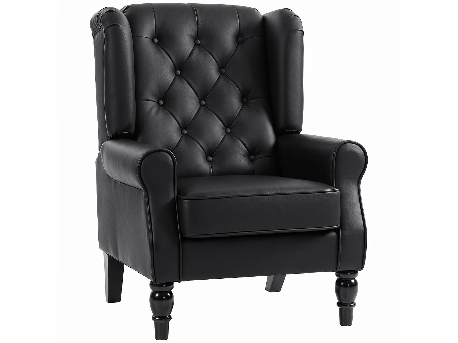 Poltroncina camera da letto in pelle pu con schienale alto nero