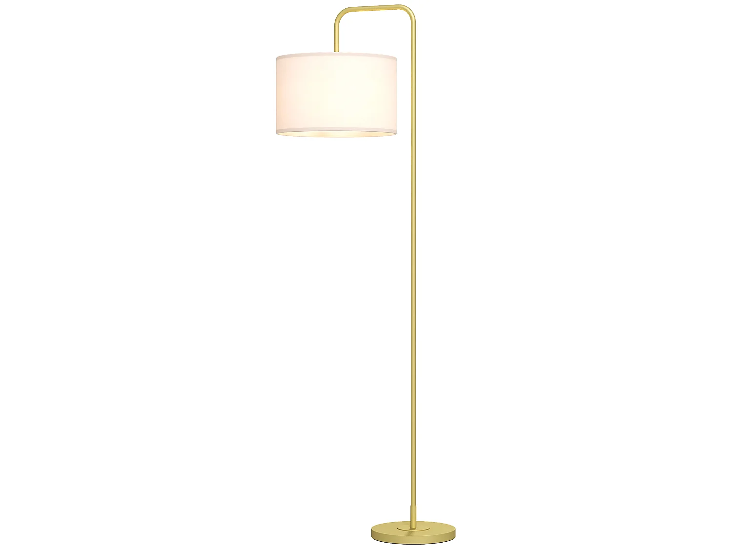 Lampada da terra con paralume in tessuto effetto lino oro
