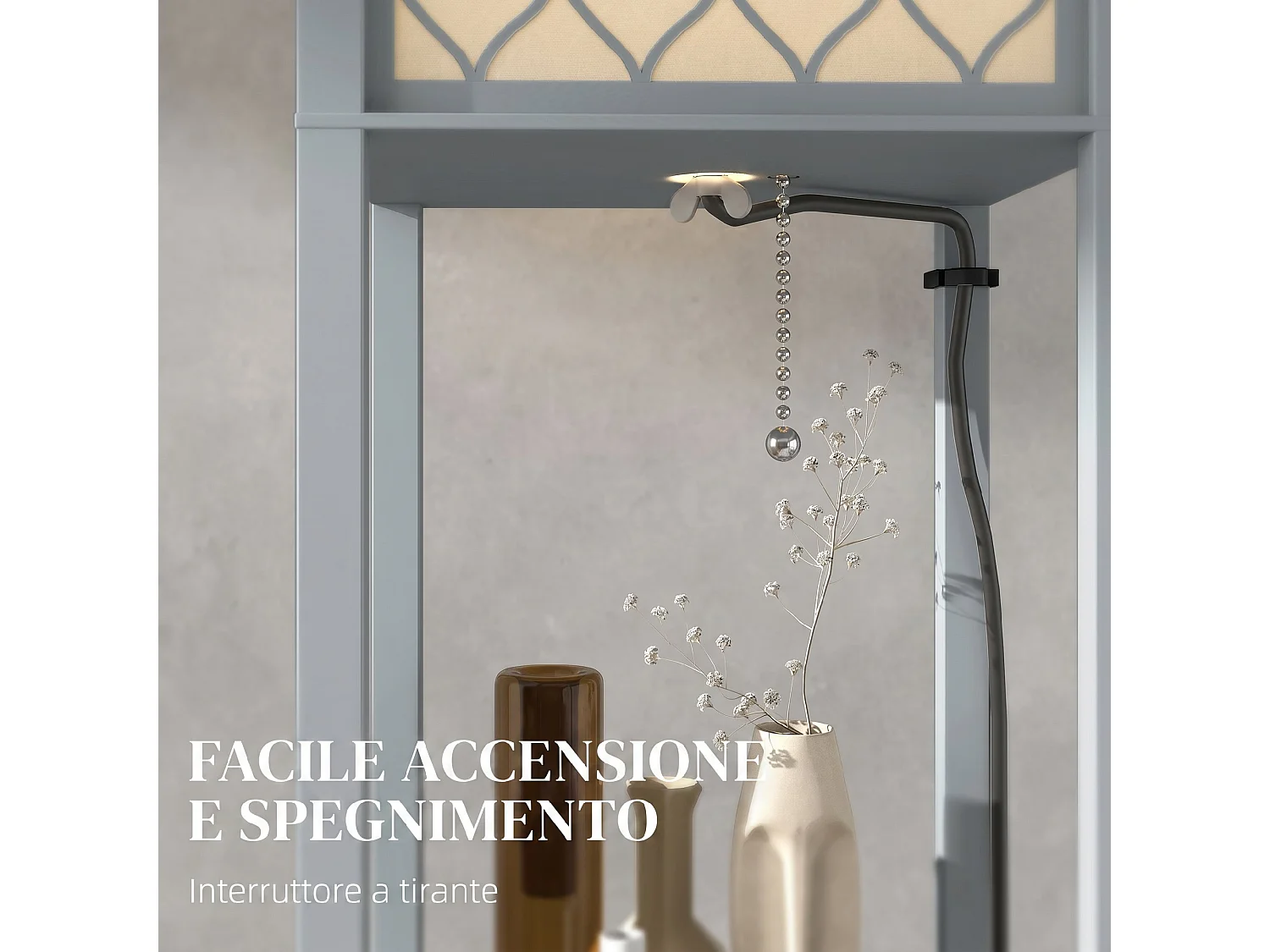 Lampada da terra con 3 ripiani attacco e27 26x26x160 cm grigio chiaro
