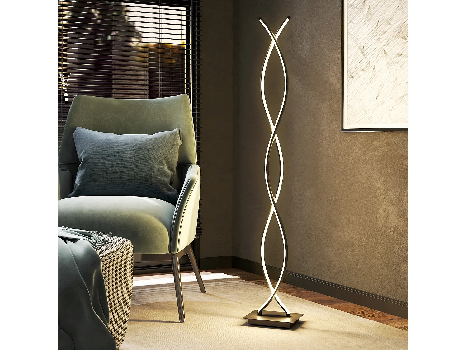 Lampada da terra LED a doppia spirale con luminosit regolabile nero