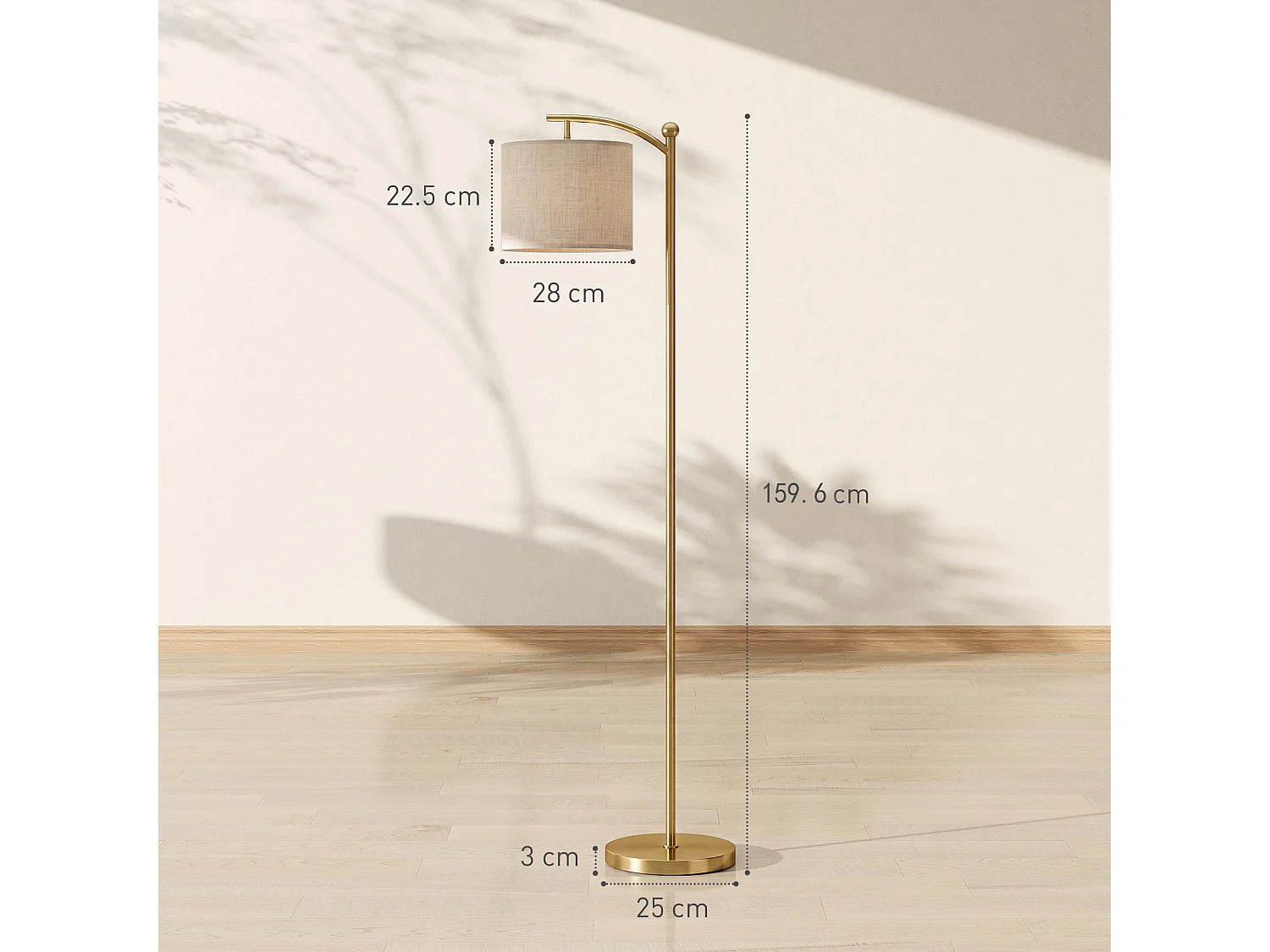 Lampada da terra led dimmerabile con telecomando oro