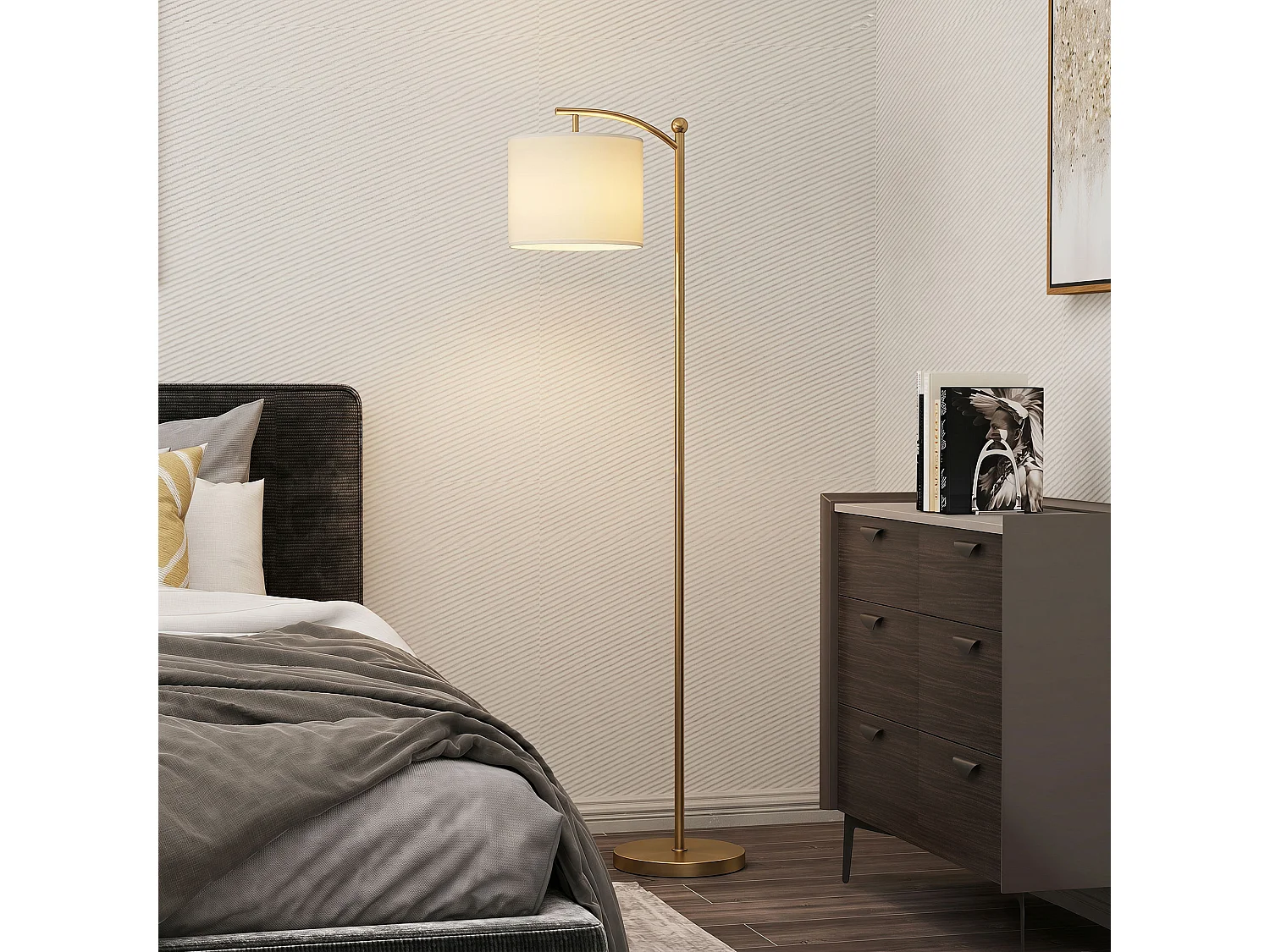 Lampada da terra led dimmerabile con telecomando oro