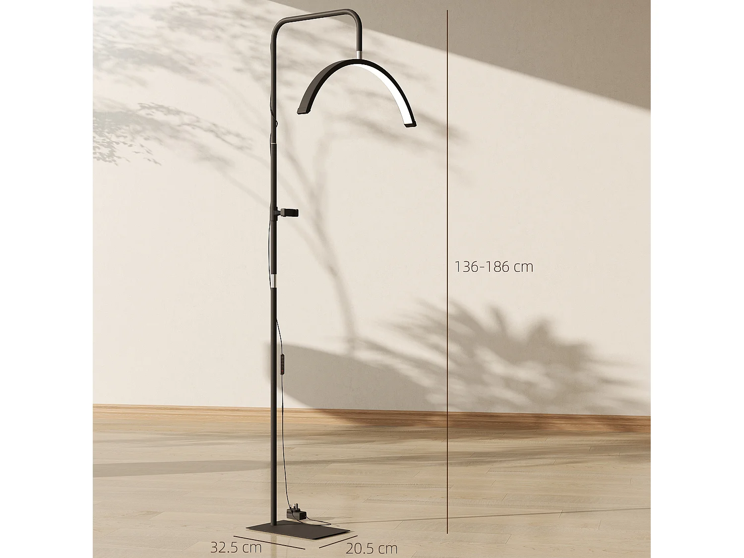 Lampada da terra LED con altezza regolabile e telecomando nero